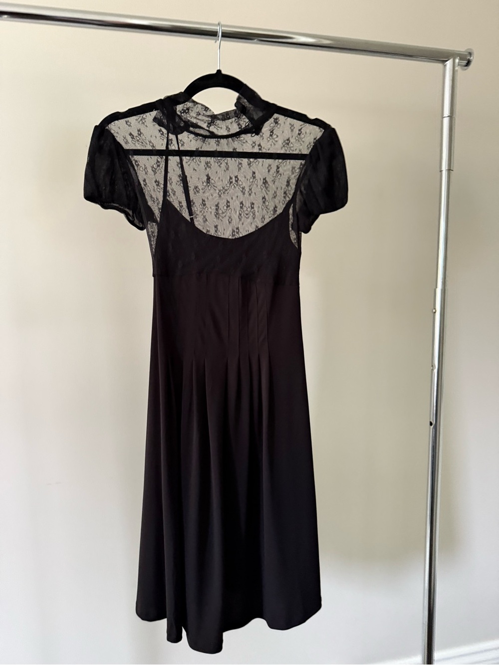Black Lace Yoke Midi Dress - Classic Women's Dress